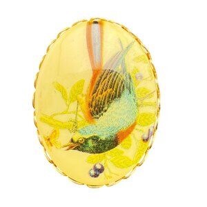 Vintage Oval Bird‎ Brooch With Gold-Toned Setting